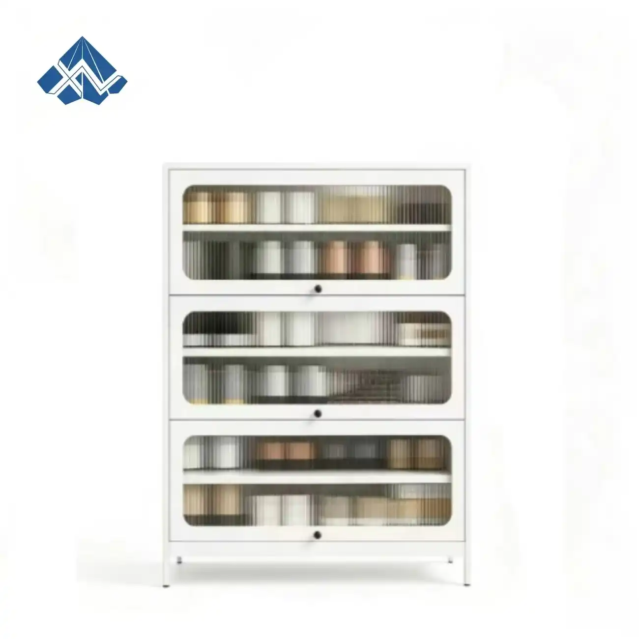 Three Door Square Panel Shoe Cabinet